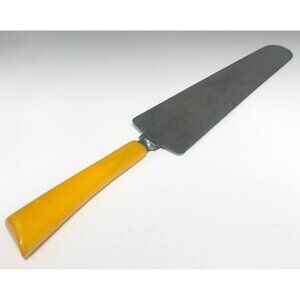 Vintage Butterscotch Bakelite Pie Server Baking Tool Stainless Burns Mfg. USA